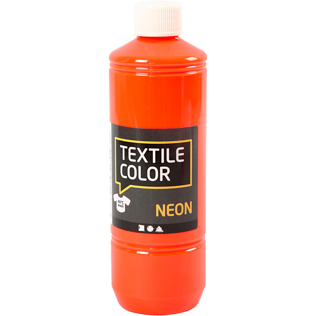 Creative Company Textile Color Semi-copertura Tessile Paint Neon Oranje, 500 ml
