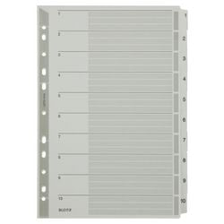 Tabs leitz gris 1 a 10 a4 cartón 160g m²