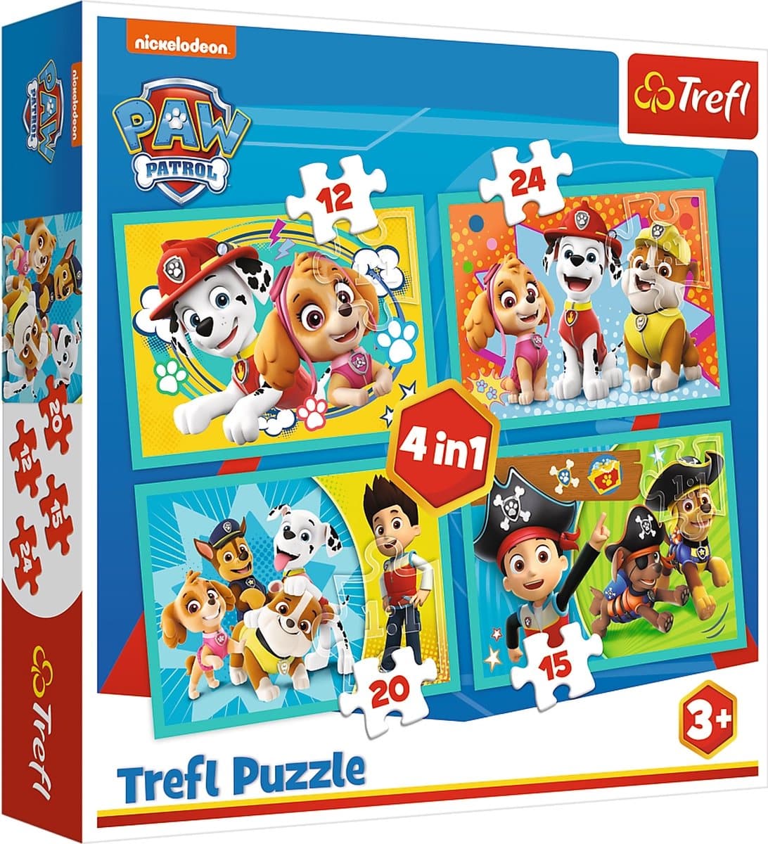Trefl Puzzle - Paw Patrol 4 in 1 puzzle - da 12 a 24 pezzi