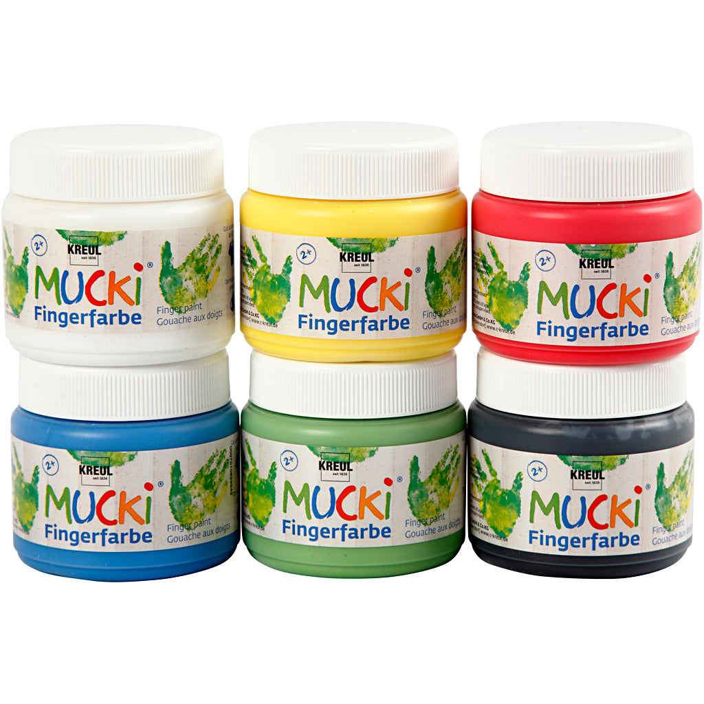 Pintura de dedo de Kreul Mucki, varios colores, 6x150 ml 1 caja