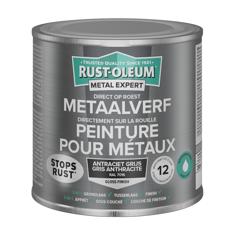 Rust-oleum 1071322 - pintura metal-hg - ral7016 -250mldirecto sobre el óxido | 1 pieza