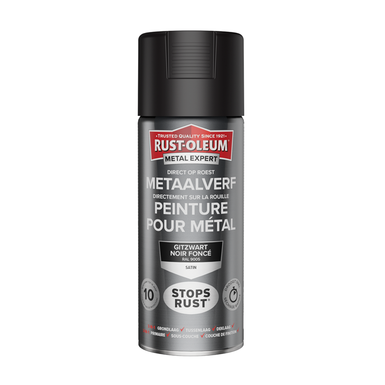 Rust-oleum 1071338 - pintura para metal -zg -ral9005 -400mldirecta sobre el óxido | 1 pieza