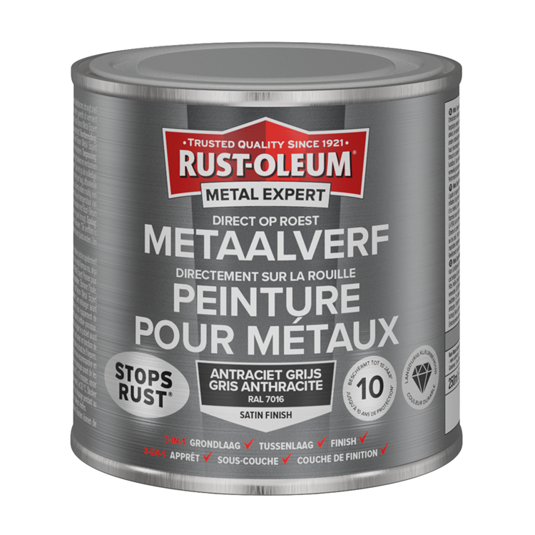 Rust-oleum 1071331 - pintura para metal -zg -ral7016 -250mldirecta sobre el óxido | 1 pieza