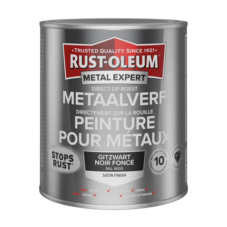 Rust-oleum 1071339 - pintura para metal -zg -ral9005 -750mldirecta sobre el óxido | 1 pieza