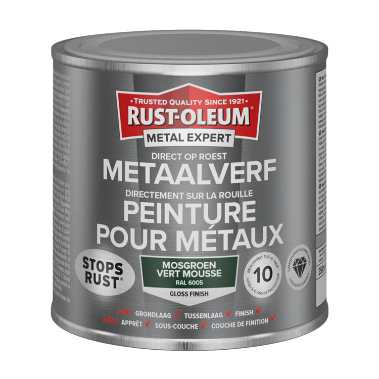 Rust-oleum 1071406 - pintura metal-hg -ral6005 - 250m directamente sobre el óxido | 1 pieza