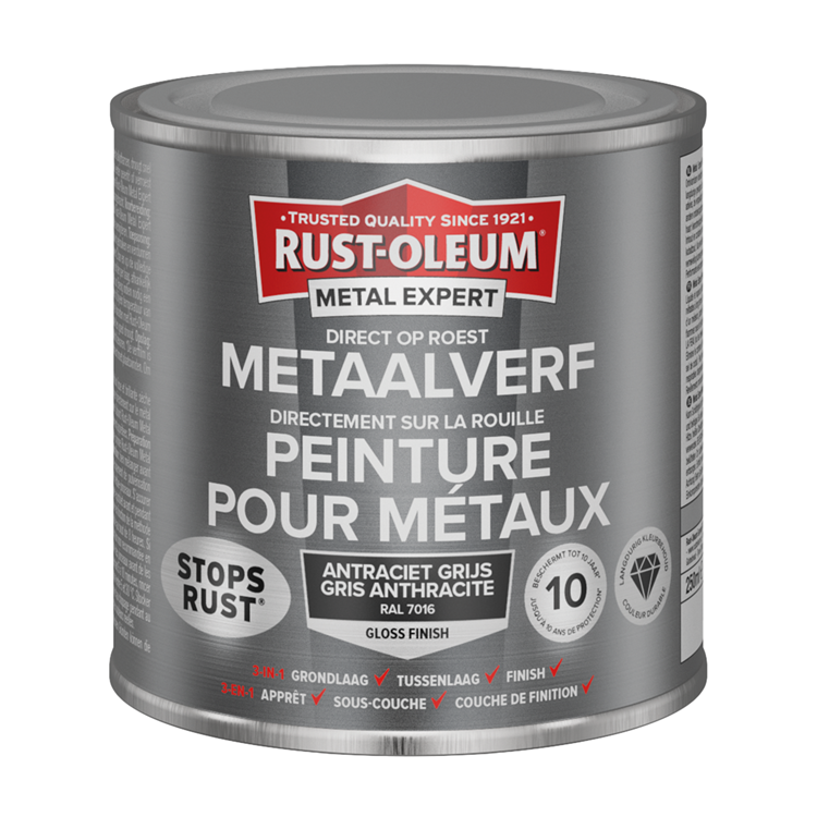Rust-oleum 1071345 - pintura para metal -hg -ral7016 -250mldirecta sobre el óxido | 1 pieza