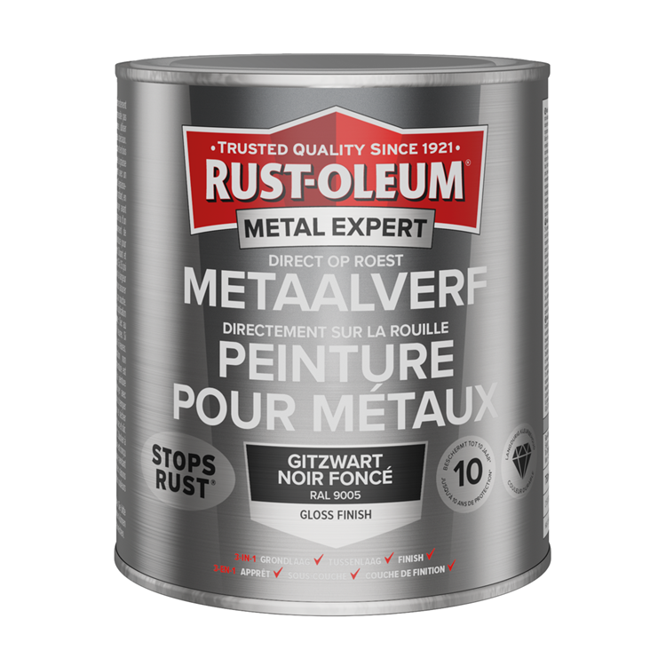 Rust-oleum 1071350 - pintura para metal -hg -ral9005 -750ml directamente sobre el óxido | 1 pieza