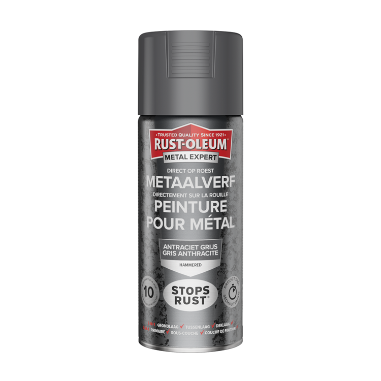 Rust-oleum 1071366 - acabado martillado - antracita - 400ml directamente sobre óxido - pintura para metal | 1 pieza