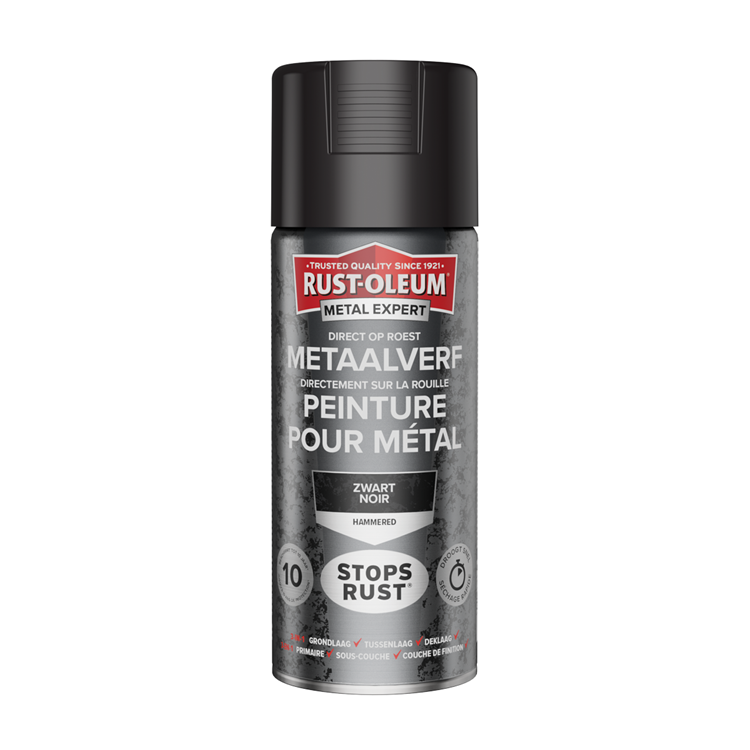 Rust-oleum 1071369 - acabado martillado - negro - 400ml directamente sobre óxido - pintura para metal | 1 pieza