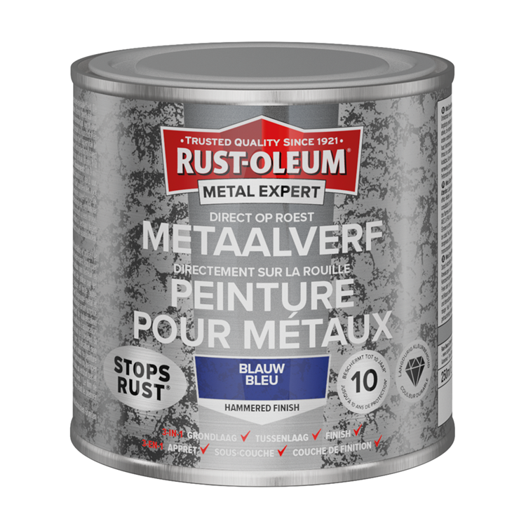 Rust-oleum 1071360 - acabado martillado - azul - 250ml directamente sobre óxido - pintura para metal | 1 pieza