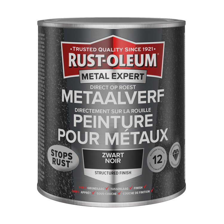 Rust-oleum 1071376 - estructura - negro 750ml directamente sobre óxido - pintura metal | 1 pieza