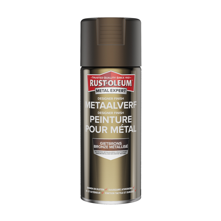 Rust-oleum 1071379 - pintura para metal - bronce fundido - acabado de diseñador experto en metal de 400 m | 1 pieza