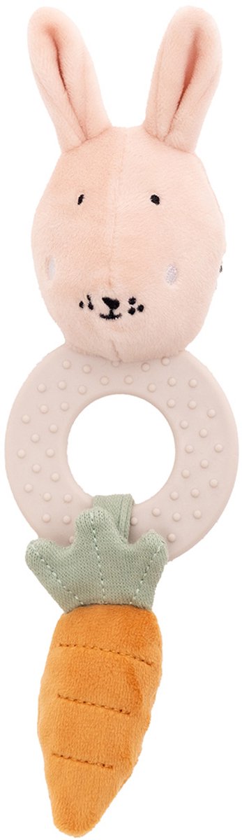 Trixie bijtspeeltje mrs. rabbit – 3m+ – siliconen ring – knispergeluid - ideaal als geboortegeschenk