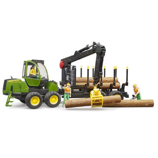 Bruder John Deere 1210E Spedizionatore con quattro tronchi di alberi e