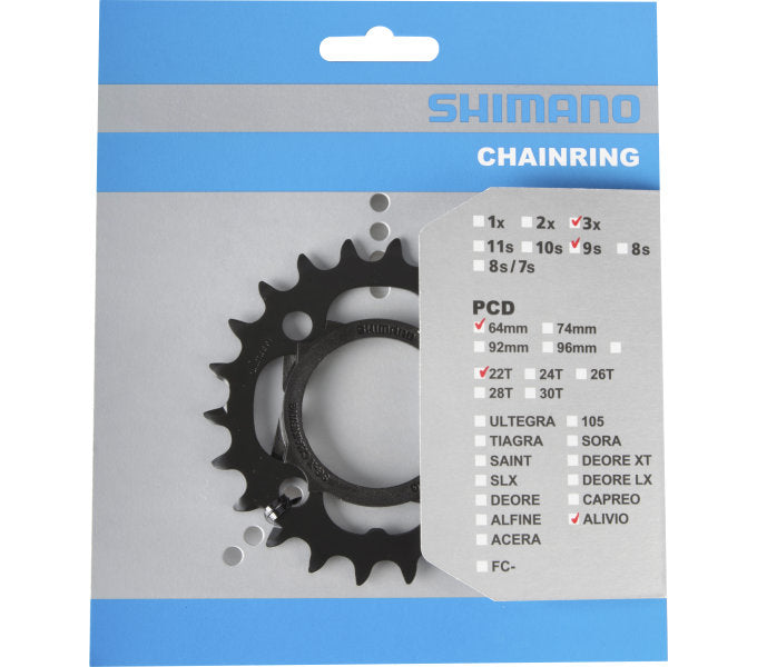 Plato Shimano 22T Alivio FC-M4000 FC-M4050 9 velocidades con protector de cadena negro