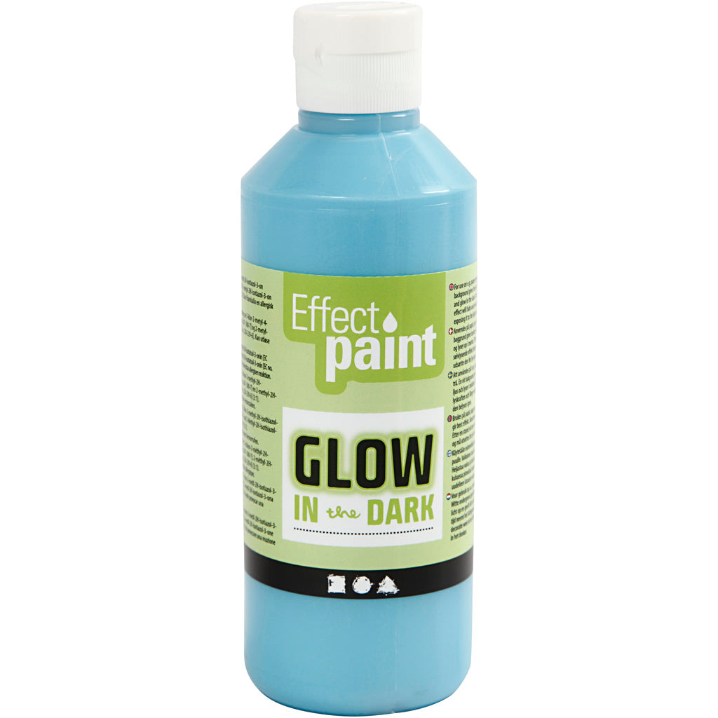 Glow in the Dark Paint - azzurro, 250 ml
