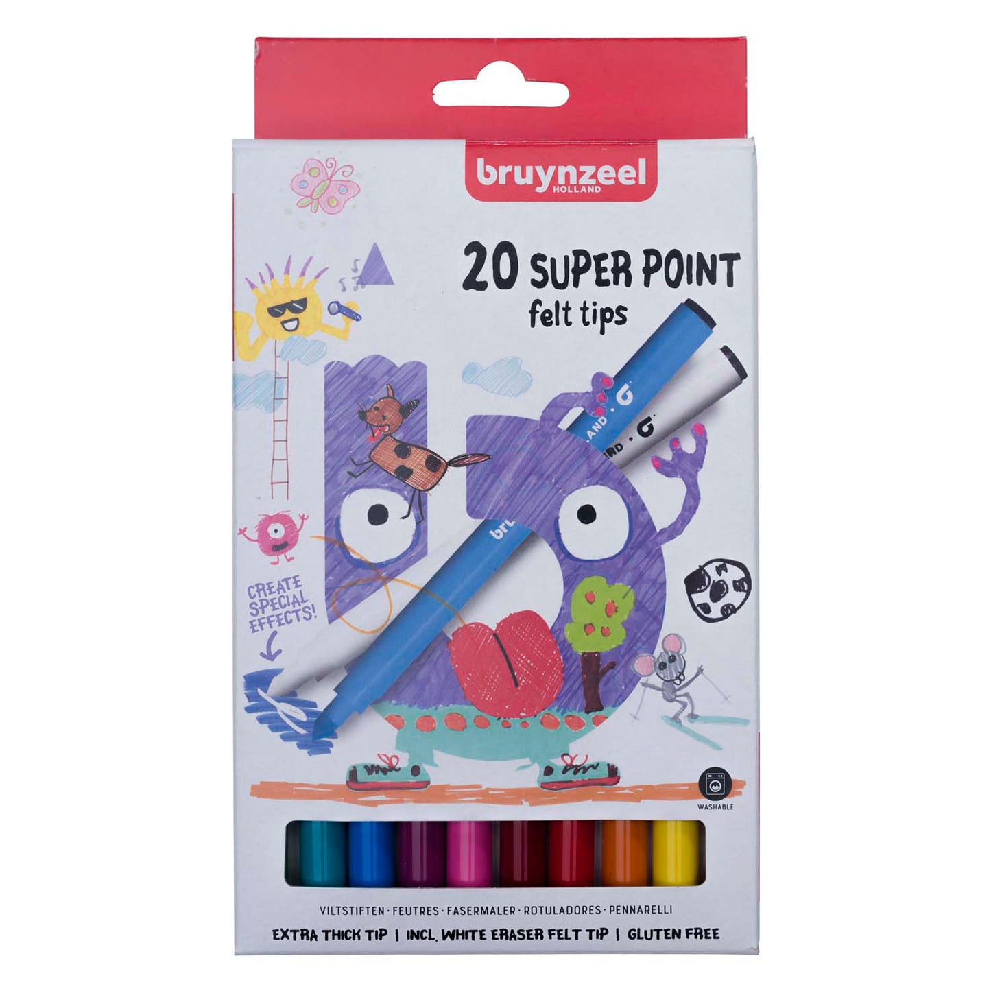Bruynzeel Kids Super Point Felt -Ip Penne Set, 20 colori