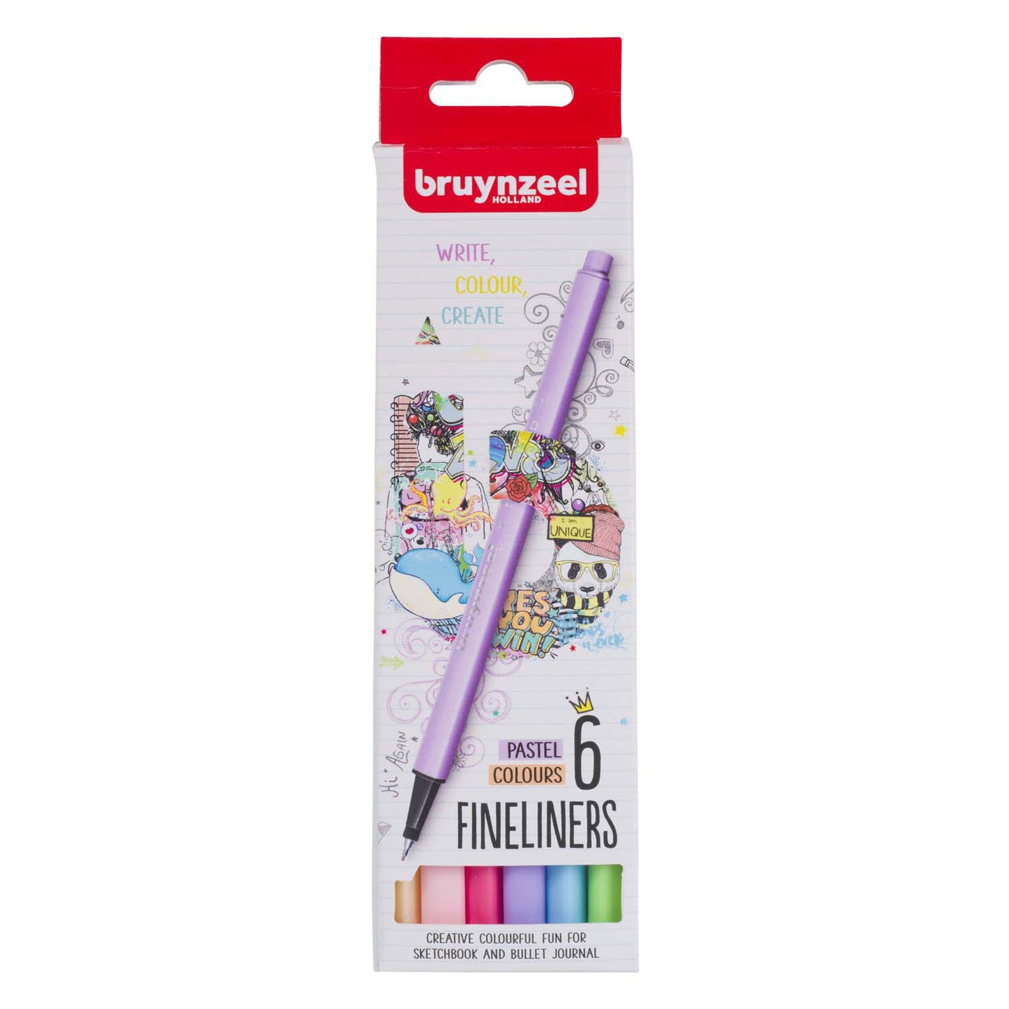 Bruynzeel fineliner set pastello 6 colori