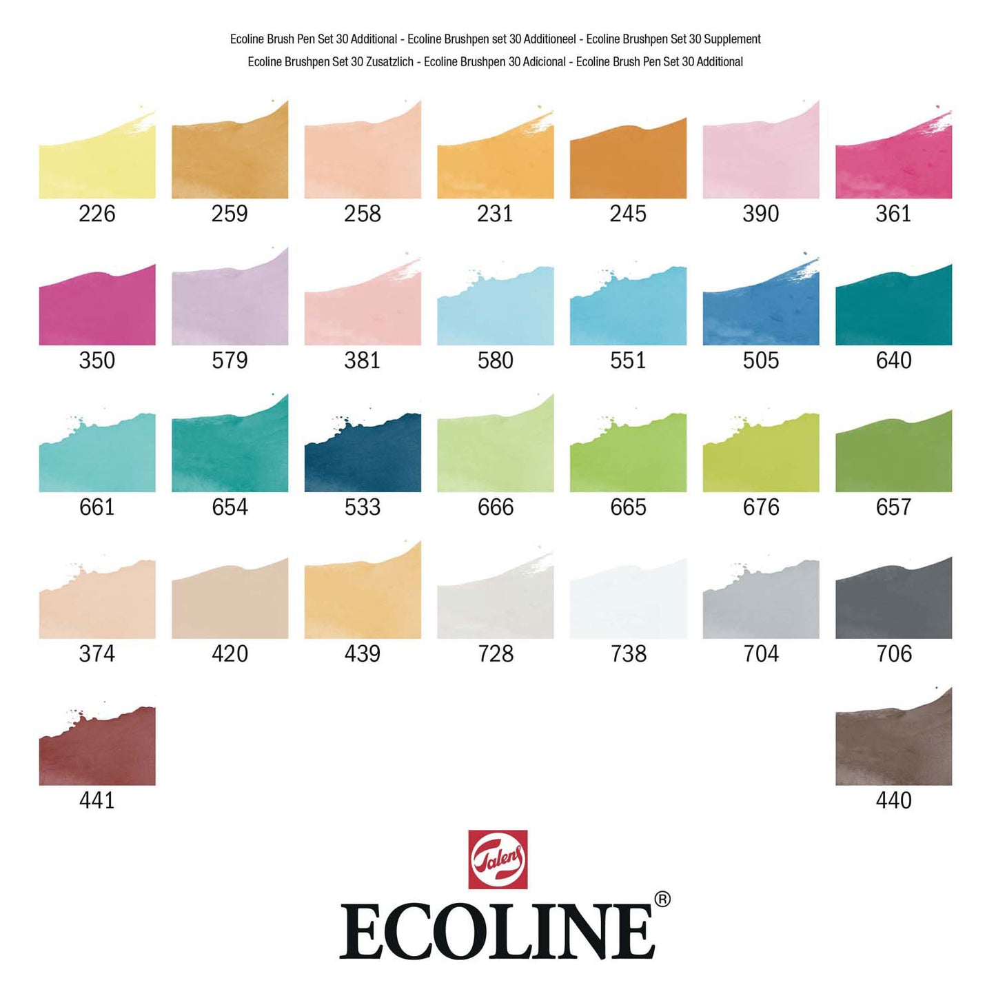 Pennello a pennello ecoline Bruynzeel set aggiuntivo, 30 colori
