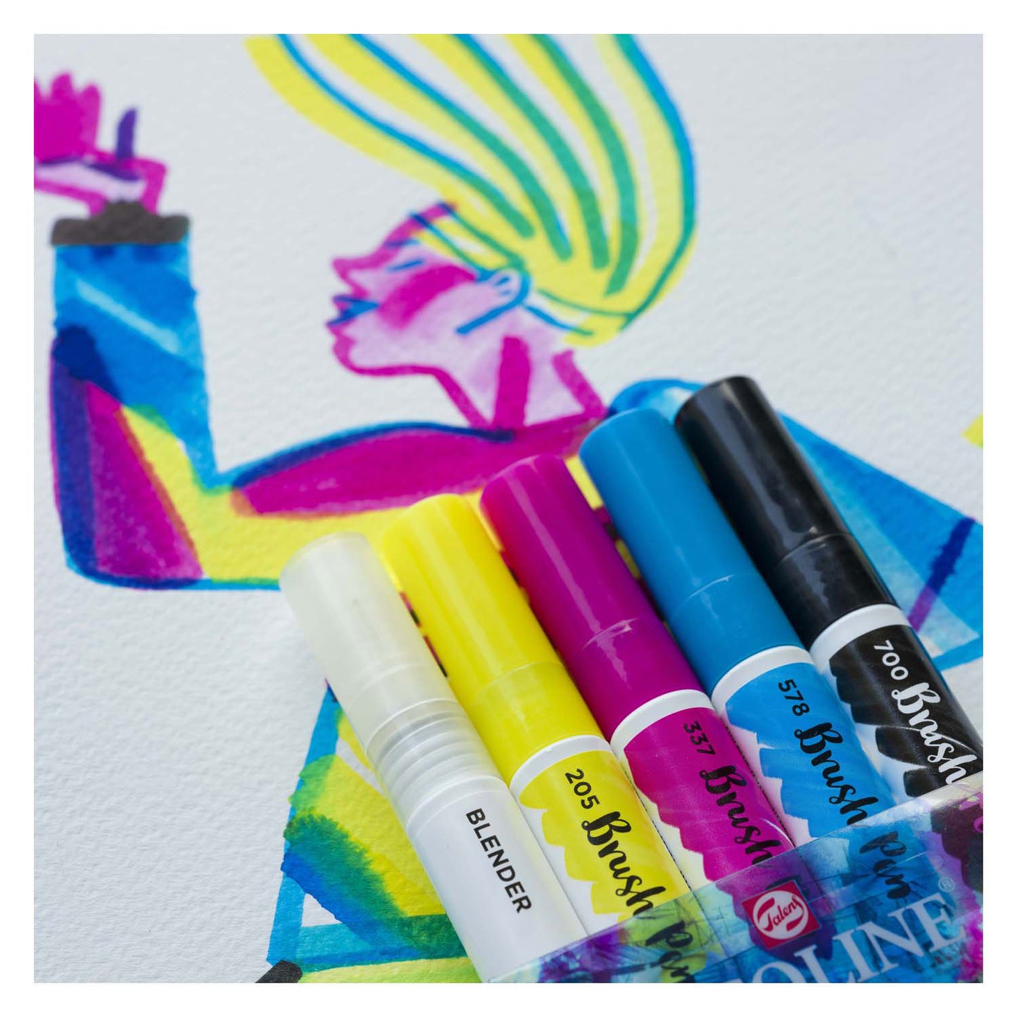 Pennello a pennello per ecoline Bruynzeel set primario, 5 colori