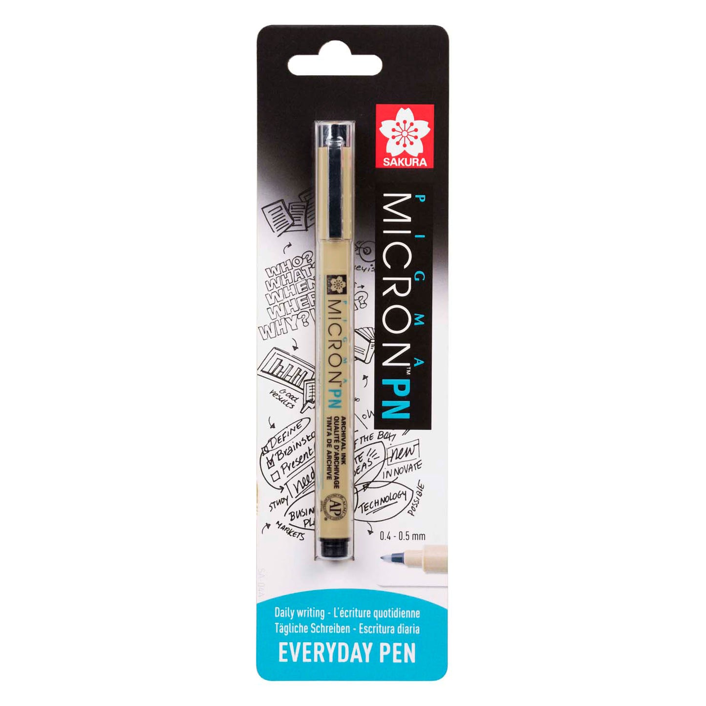 Sakura blisterkaart pigma micron pn zwart, 1 stuks