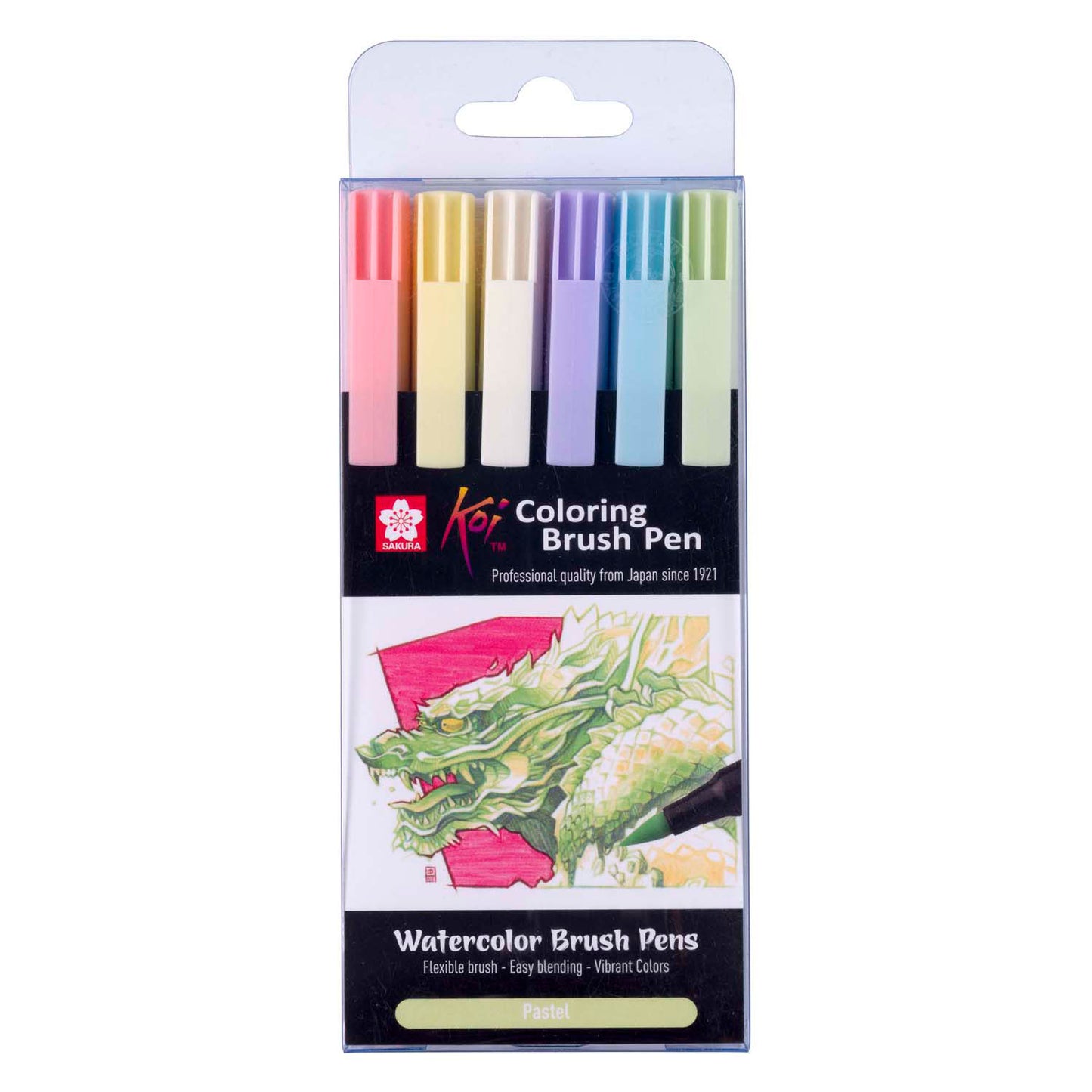 Sakura koi da colorare pennellata set di penna pastello, 6 colori