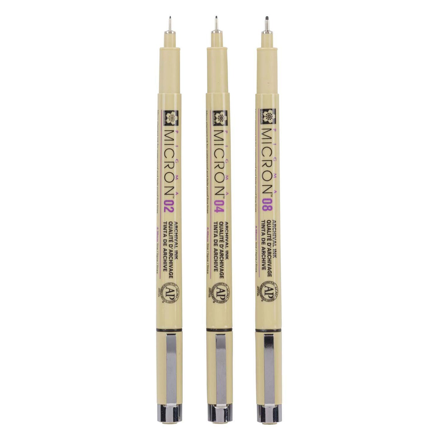 Sakura Pigma Micron Endui 3 Fineliners Black 02-04-08