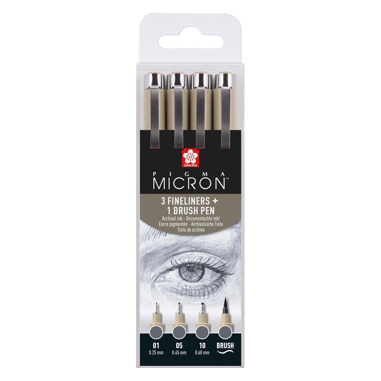 Set di fineiner Sakura Pigma Micron, 4 dimensioni, grigio di raffreddamento