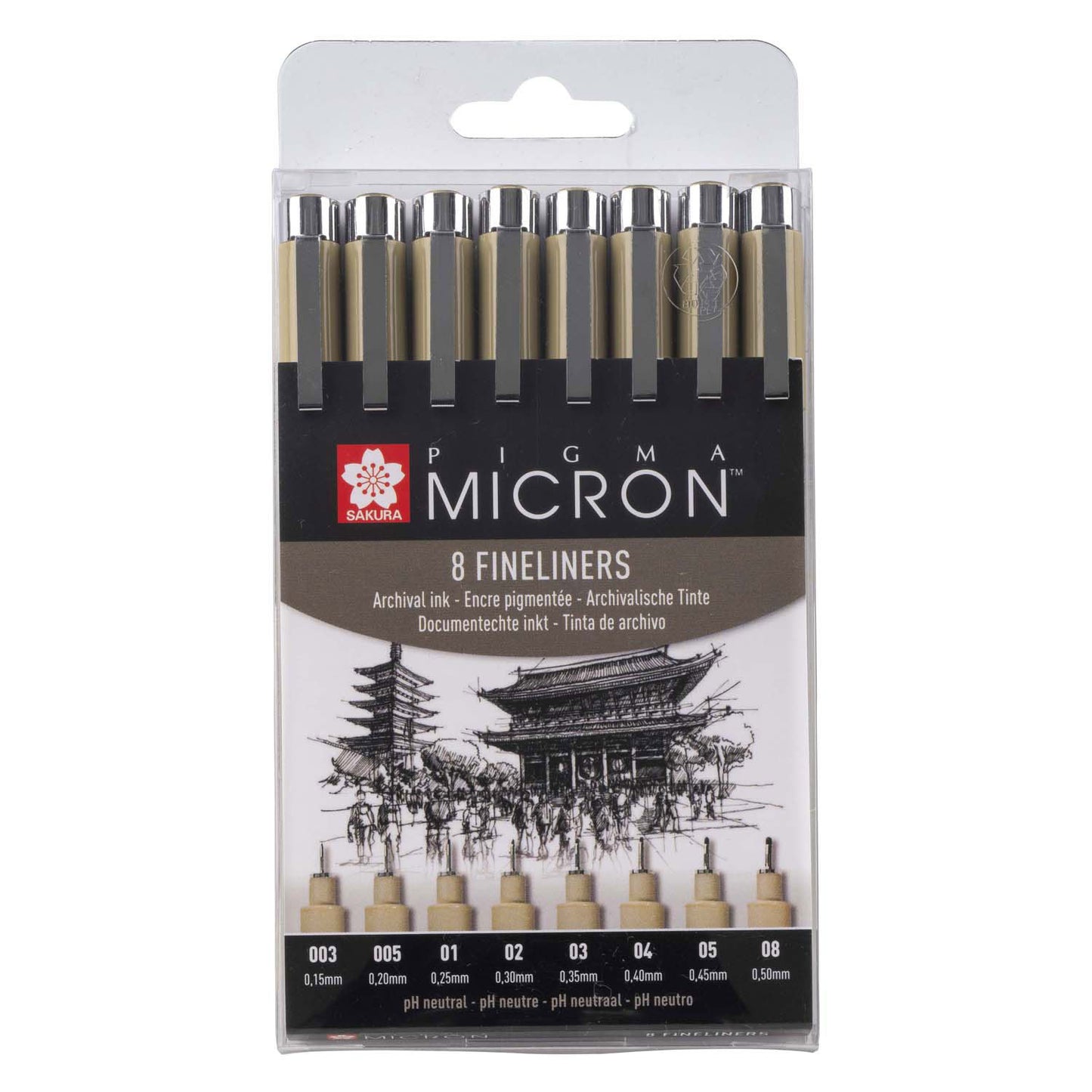 Sakura Pigma Micron Pouch 8 Fineliners Negro