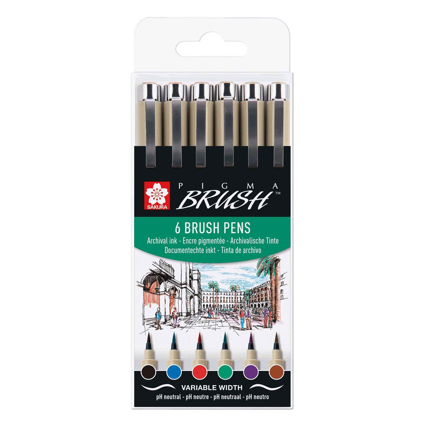 Sakura Pigma Pincel-set Case 6 colores básicos