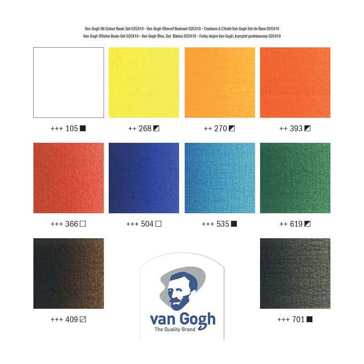 Van Gogh Oil Paint Basic Set con 10 colori in tubi di 20 ml