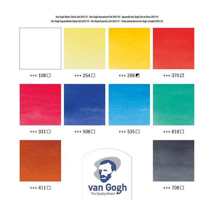 Van Gogh Aquarel Paint Set con 10 colori in tubi di 10 ml
