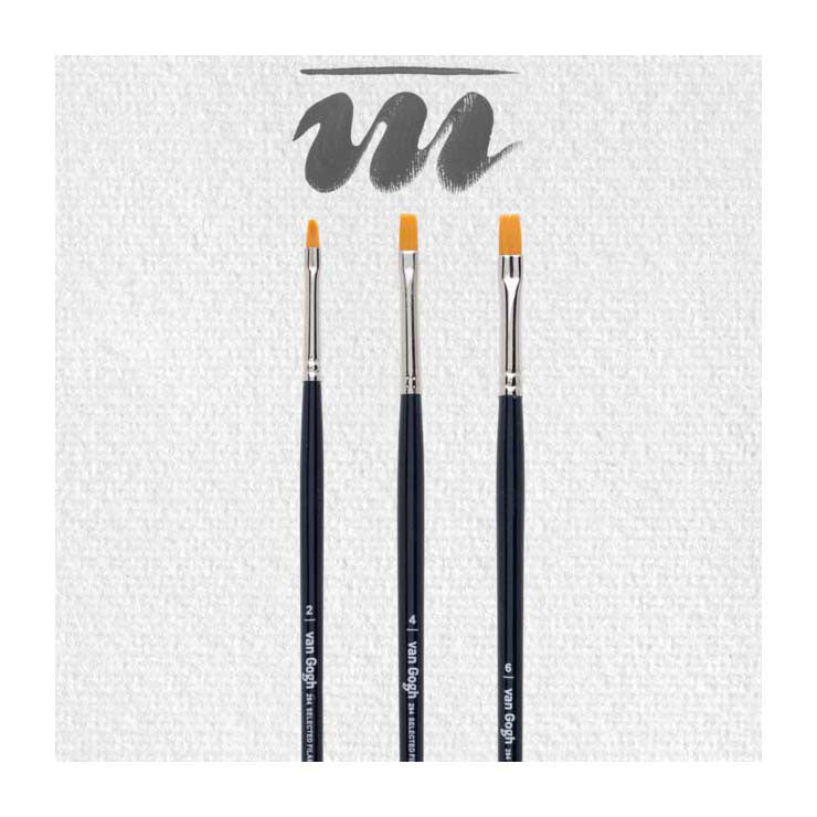 Van Gogh Brush per olio e vernice acrilica, 3 pezzi S294 n. 2-4-6