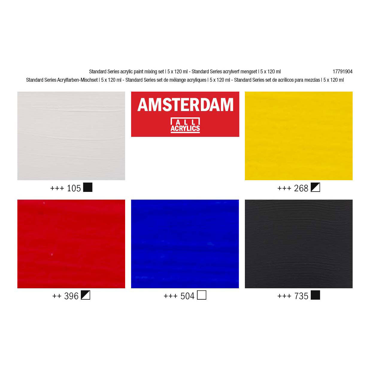 Juego de mezcla de pintura acrílica Bruynzeel Amsterdam serie estándar 120 ml, 5 piezas.