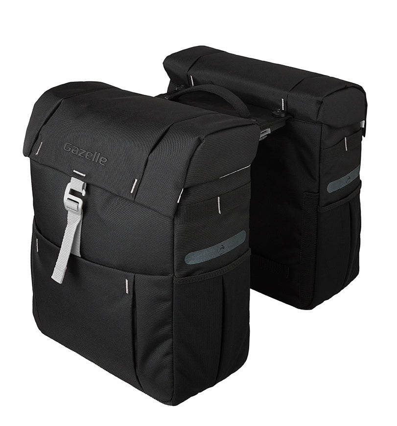 Bolsa de bicicleta doble gazelle con adaptador Mik Black Olive