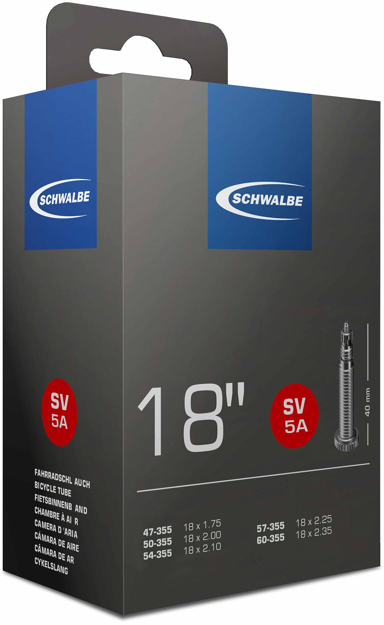 Schwalbe interno tubo fv sv5a 18 largo 47 50 54 57 60-355