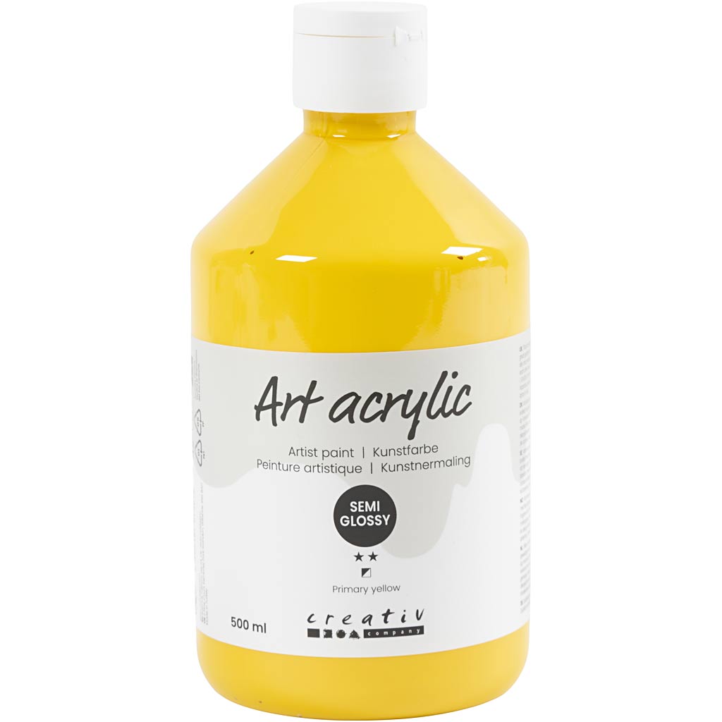 Creativ company pintura acrílica, semibrillante, transparente, amarillo primario, 500 ml 1 botella
