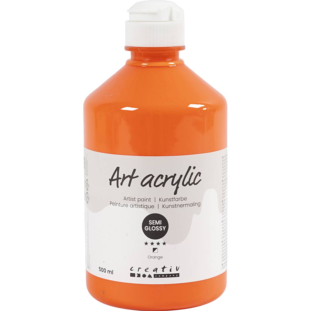 Creativ company pintura acrílica, semibrillante, semitransparente, naranja, 500 ml 1 botella