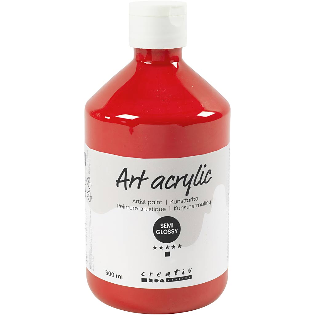 Creative Company Paint acrilico, semi-lucido, trasparente, rosso cadmio, 500 ml 1 bottiglia