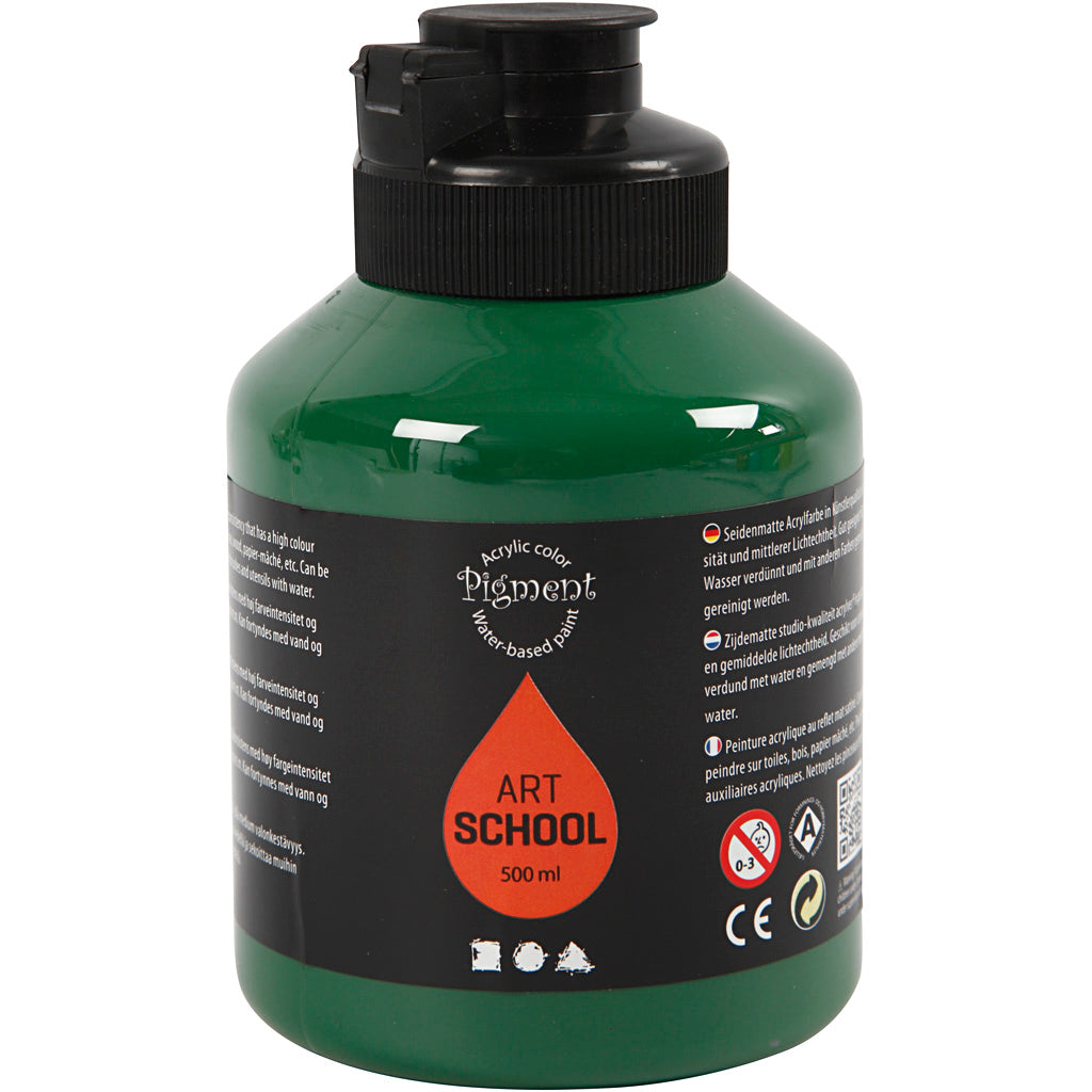 Creative Company Paint acrilico, semi-lucido, semi-trasparente, verde scuro, 500 ml 1 bottiglia