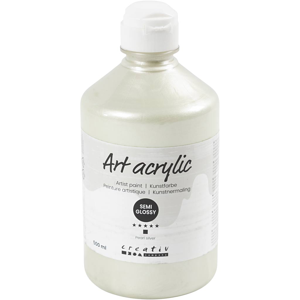 Creativ company pintura acrílica, semibrillante, opaca, plata perla, 500 ml 1 botella