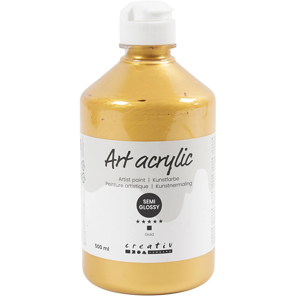 Creative Company Paint acrilico, semi-lucido, copertura, oro, 500 ml 1 bottiglia
