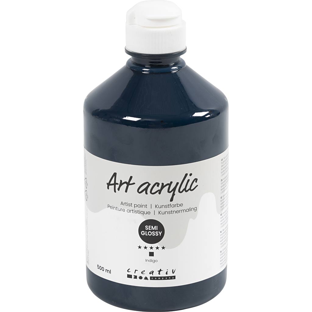 Pintura acrílica de Creativ Company, semi-Glossy, Covering, Indigo, 500 ml 1 Bottle