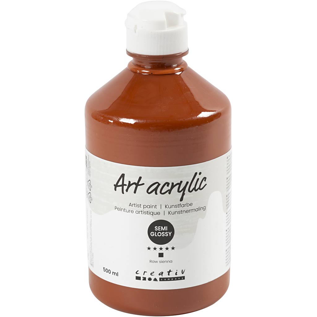 Pintura acrílica de Creativ Company, semi-Glossy, Covering, Raw Sienna, 500 ml 1 Botella