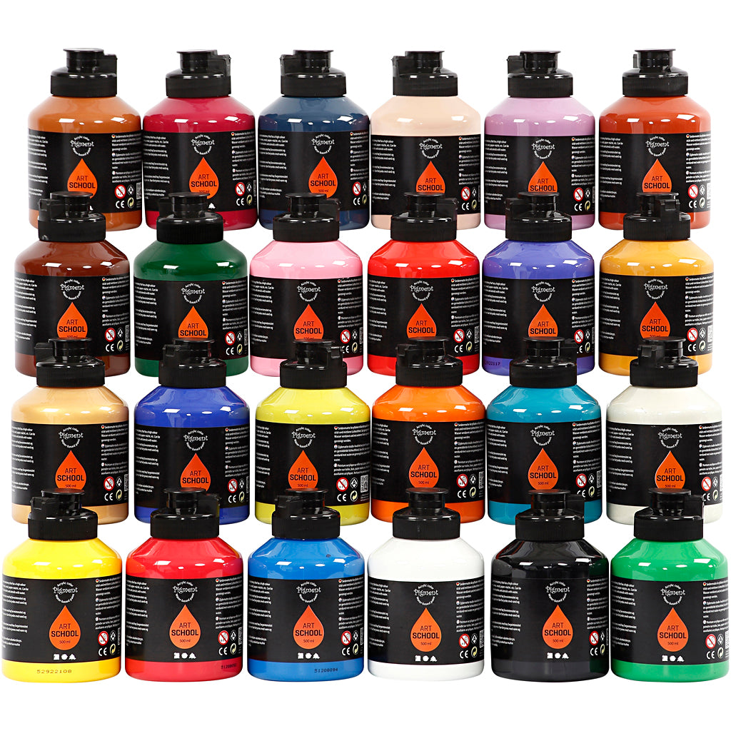 Pittura acrilica pigmentata, semilucida, vari colori, 24x500 ml 1 scatola