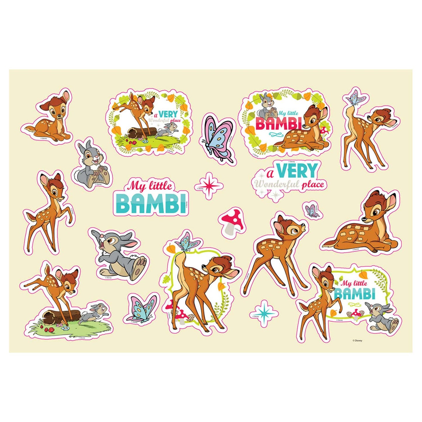 Pagine da colorare di bambi con stencil e foglio adesivo