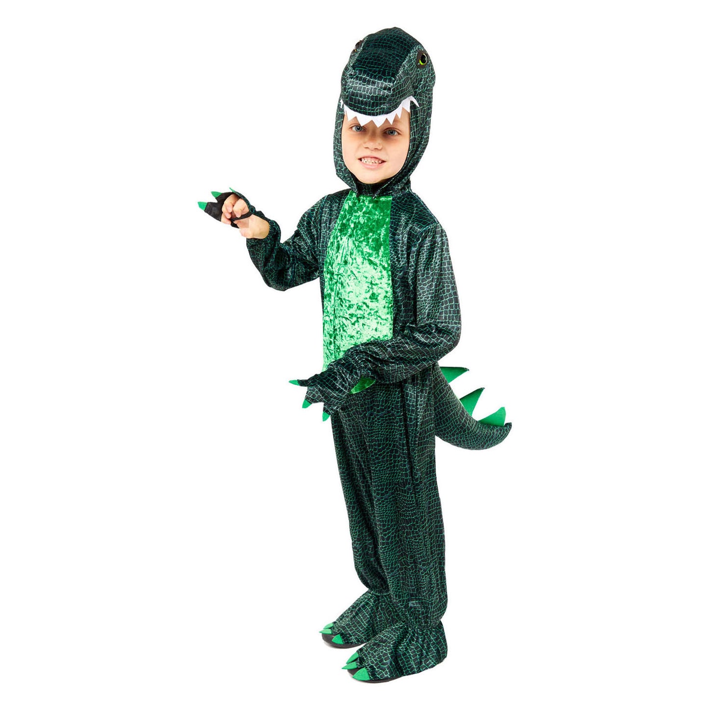 Costume per bambini puch dino verde scuro, 4-6 anni