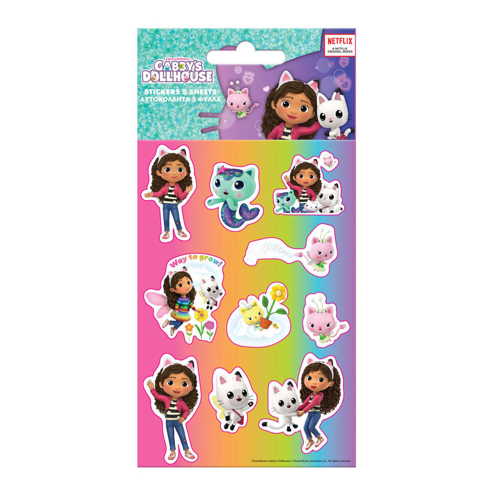 Pegatinas Gabby's Dollhouse, 5 hojas