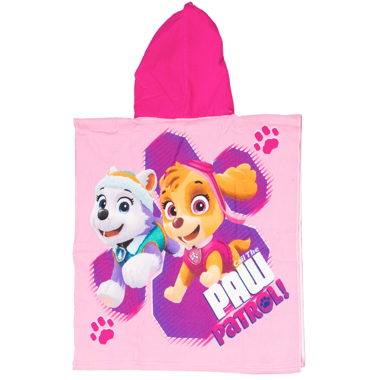 Poncho toalla patrulla canina rosa 55x110cm