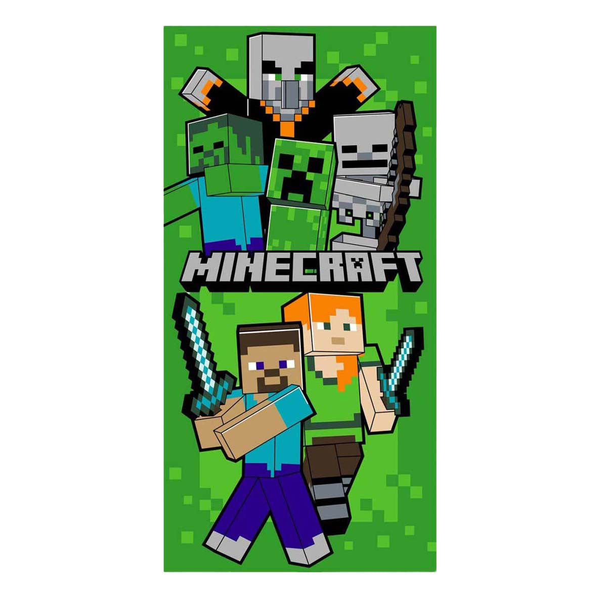 Telo mare Minecraft verde - 70x140 cm